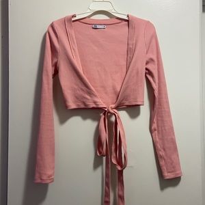 Zara pink wrap crop top